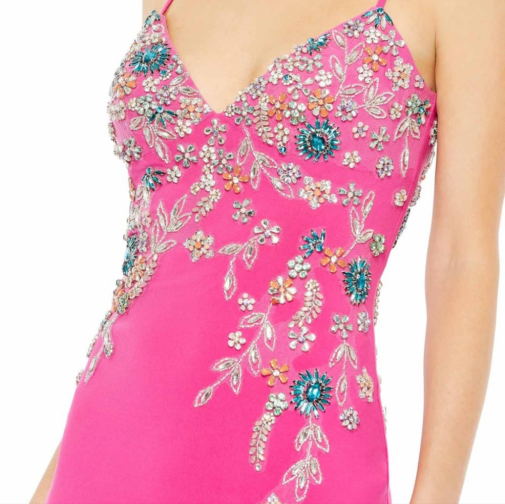 MULTI COLOR BEADED FLORAL CAMI GOWN 42006 size 8